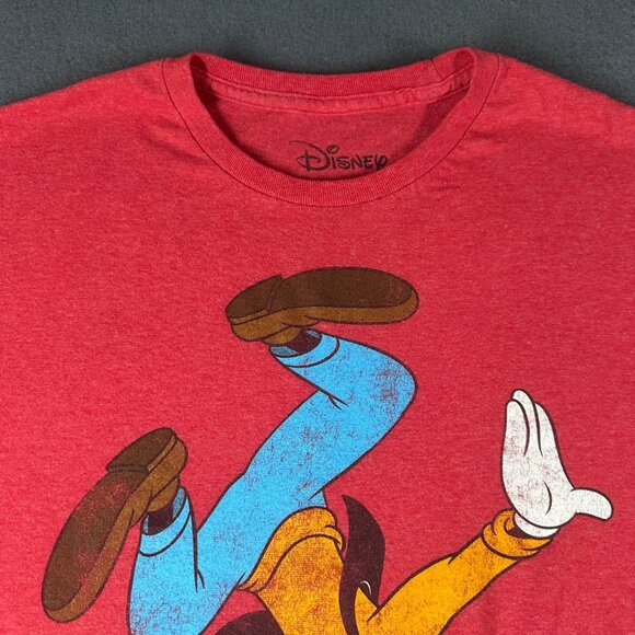Disney Goofy Unisex L Red Short Sleeve Cotton Blend Graphic Tee Shirt T-shirt - Picture 3 of 7